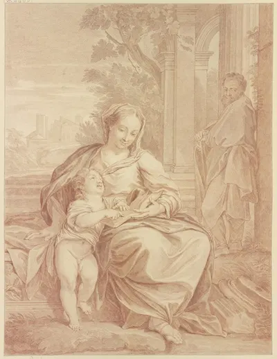 Heilige Familie, Maria lehrt das Kind lesen by Jan Punt — digital art print download