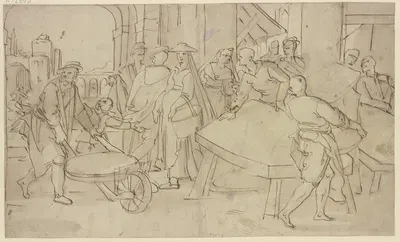 Market scene by Jan van de Velde II — digital art print download