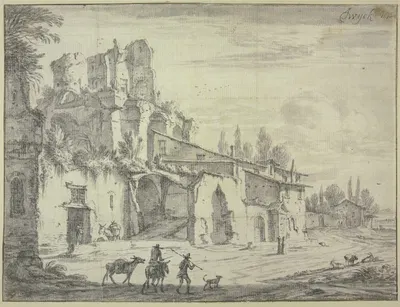 Landscape with ruins by Ян Вайк, 1670 — digital art print download
