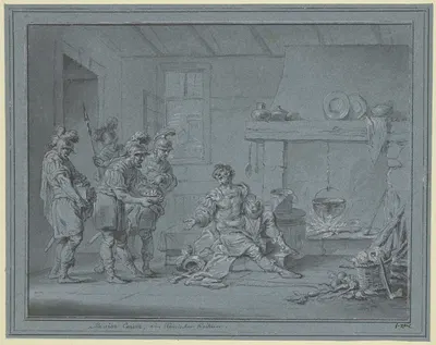Marcus Curius Dentatus weist die Geschenke der Samniter zurück by Januarius Zick — digital art print download