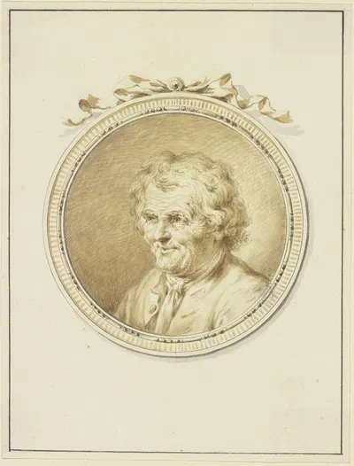 Bildnis eines alten Mannes nach links in einem Medaillon mit Schmuckband by Januarius Zick, 1773 — digital art print download