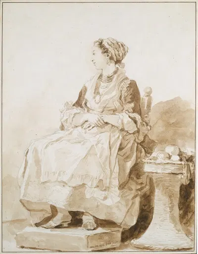 Neapolitan Woman, sitting outside by Жан-Оноре Фрагонар, 1774 — digital art print download