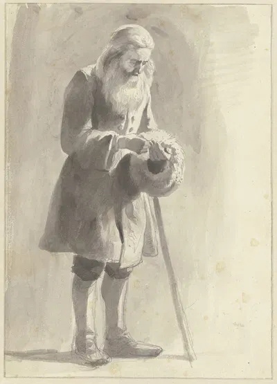 Alter Bettler mit Muff, Geld zählend by Жан-Жак де Буассье, 1780 — digital art print download