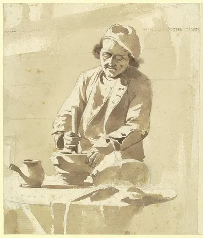 Mann mit Mörswer in einer Apotheke by Жан-Жак де Буассье — digital art print download