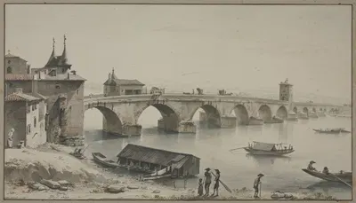 Вид с моста Гийотьер в Лионе by Жан-Жак де Буассье, 1760 — digital art print download