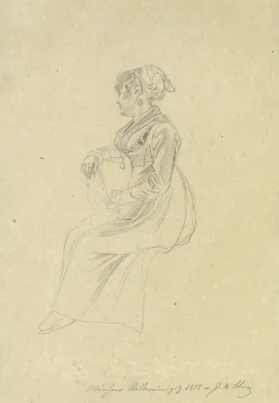 Waitress in Munich by Иоганн Адам Кляйн, 1818 — digital art print download