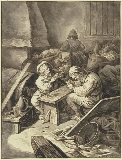 Kartenspielende Bauern in einer Schenke by Johann Albrecht Dietzsch — digital art print download