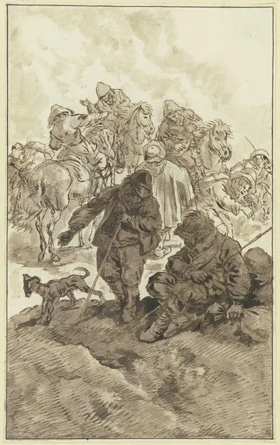 Zug von Reitern und Fußgängern by Johann Albrecht Dietzsch — digital art print download