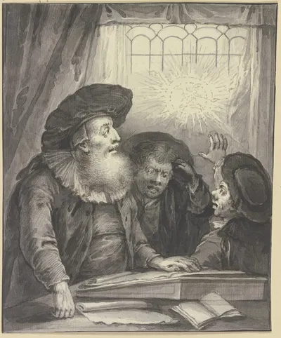 Rabbi Naphtali Ben Cohen mit zwei Schülern by Johann Andreas Benjamin Nothnagel, 1778 — digital art print download