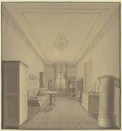 Biedermeier interior by Иоганн Бальтазар Бауэр — digital art print download