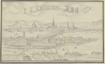 Ansicht von Dresden von Osten by Johann Baptist Reiser, 1770 — digital art print download