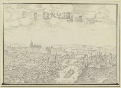 Ansicht von Prag mit der Moldau by Johann Baptist Reiser, 1770 — digital art print download