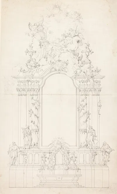 Sketch of an altar by Johann Baptist Straub — digital art print download