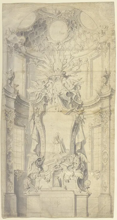 Sketch of an altar by Johann Baptist Zimmermann — digital art print download