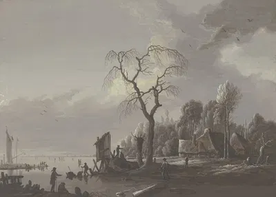 River scenery in the winter by Иоганн Фридрих Морганштерн — digital art print download
