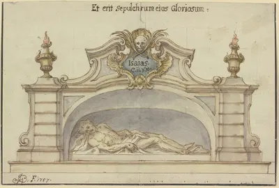 Christ in the tomb by Johann Georg Bergmüller, 1757 — digital art print download