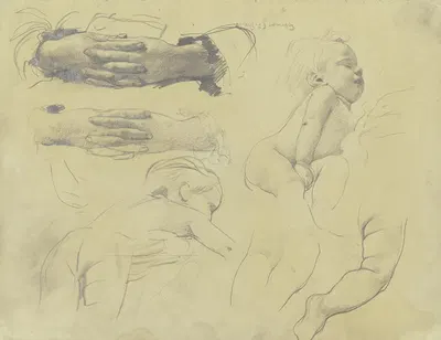 Kinderakt und gefaltete Hände by Карл Штауфер-Берн, 1882 — digital art print download