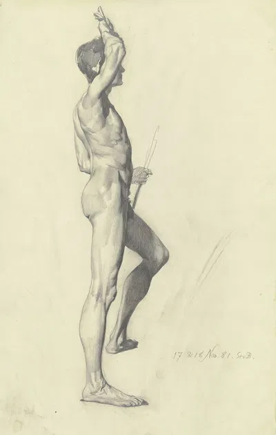 Male nude, standing by Карл Штауфер-Берн, 1881 — digital art print download