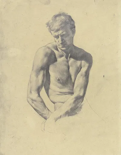 Male semi-nude by Karl Stauffer-Bern — digital art print download