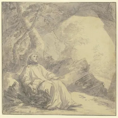Der Heilige Franziskus in der Höhle by Laurent de la Hyre — digital art print download