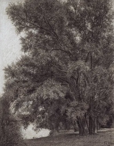 Baumgruppe im Schlosspark Kleinheubach by Louis Eysen, 1867 — digital art print download