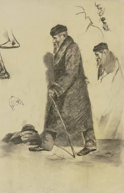 Gehender Mann in Mantel und Pelzmütze by Louis Eysen — digital art print download