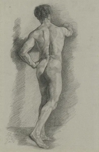 Male nude from behind by Louis Eysen, 1870 — digital art print download