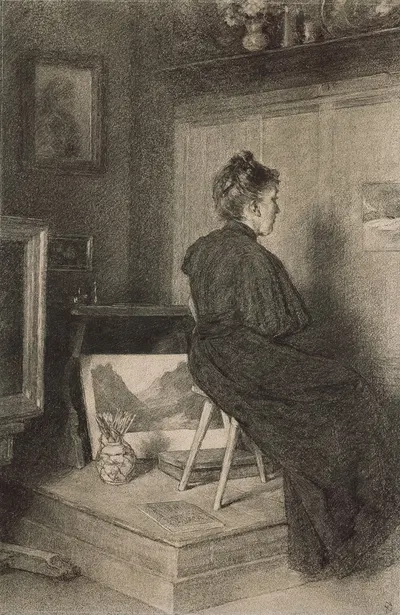 Mary Eysen im Atelier der Villa Holstein in Meran-Obermais by Louis Eysen, 1894 — digital art print download