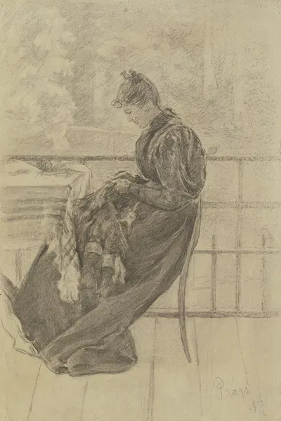 Mary Eysen on the balcony by Louis Eysen, 1897 — digital art print download