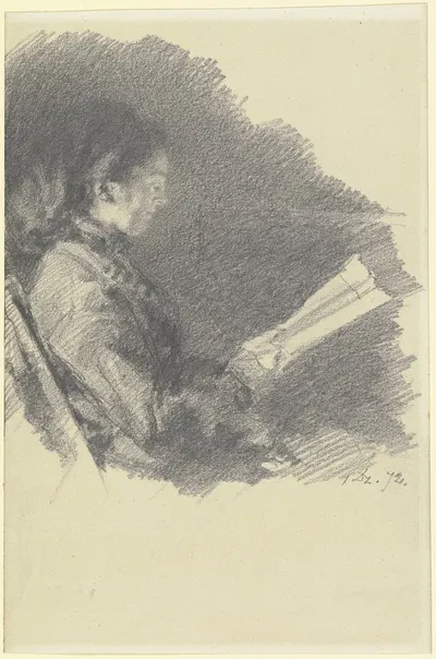 Woman reading in an armchair by Louis Eysen, 1872 — digital art print download