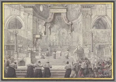 Das Blutwunder des Heiligen Januarius in der Kathedrale von Neapel by Луи Жан Депре — digital art print download