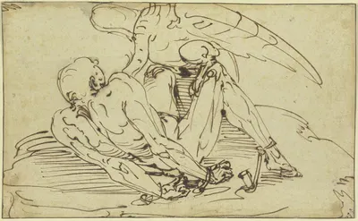 Der an den Felsen geschmiedete Prometheus mit dem Adler by Luca Cambiaso — digital art print download