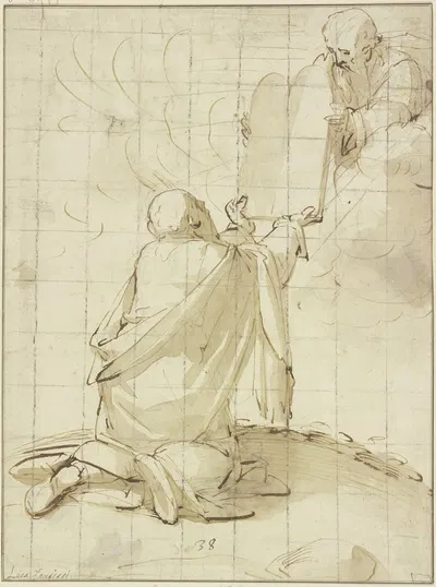 Moses empfängt die Gesetzestafeln by Luca Cambiaso — digital art print download