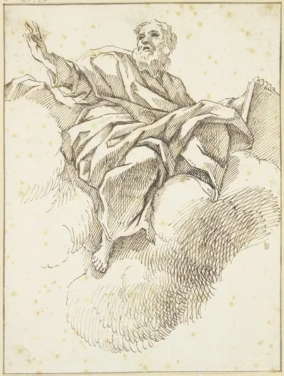 Prophet mit Buch auf Wolken schwebend by Luca Giordano — digital art print download
