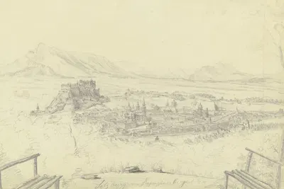 Salzburg vom Kapuzinerberg aus gesehen by Людвиг Даниэль Филипп Шмидт, 1835 — digital art print download