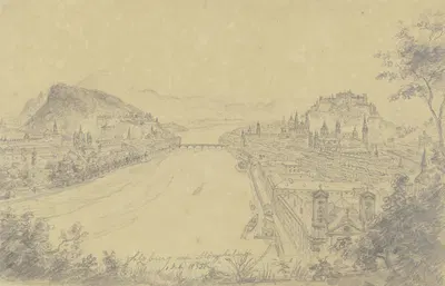 Salzburg vom Mönchsberg aus geehen by Людвиг Даниэль Филипп Шмидт, 1835 — digital art print download