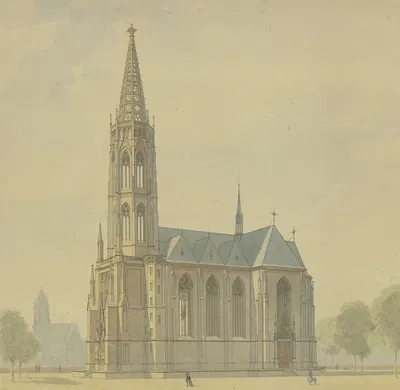 Entwurf zur Dreikönigskirche in Sachsenhausen by Ludwig Hoffstadt — digital art print download