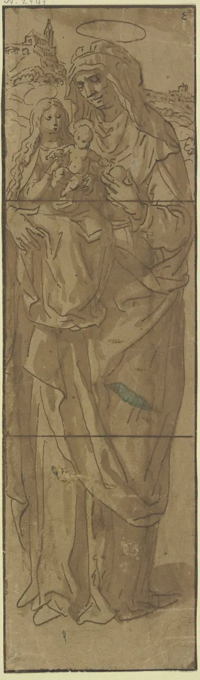 Die Heilige Anna mit der das Christuskind tragenden Maria auf dem Arm by Мартен де Вос — digital art print download