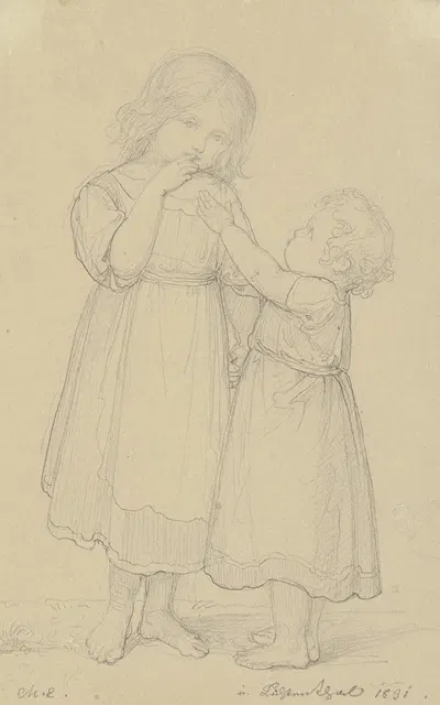 Two small girls by Мари Элленридер, 1831 — digital art print download