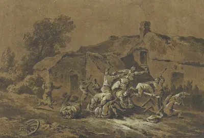 Rauferei vor einer Bauernschenke by Марквард Вохер, 1777 — digital art print download