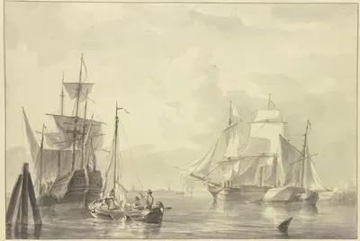 Ships on a Calm Sea by Мартинус Шоуман — digital art print download