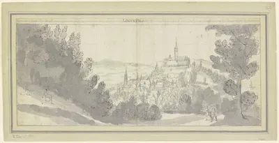 Blick auf Stadt und Burg Lindenfels im Odenwald by Matthäus Merian the elder — digital art print download