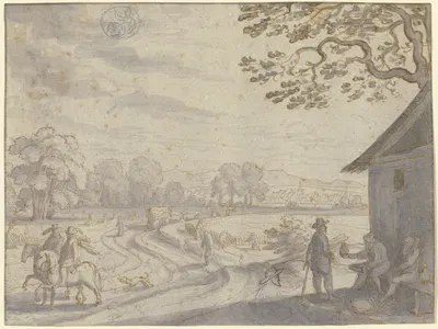 Monatsbild August, oben links das Zeichen der Jungfrau by Matthäus Merian the elder — digital art print download