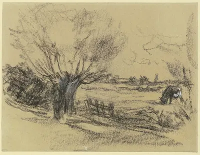 Wiese mit Vieh, vorne eine Kopfweide by Макс Либерман — digital art print download