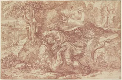 Samson tears the lion apart by Michel Corneille the younger — digital art print download