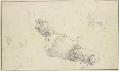 Nine sheep by Николаес Питерсз. Берхем — digital art print download