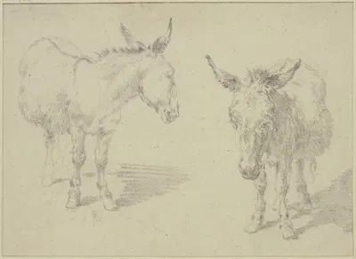Two donkeys by Nicolaes Pietersz. Berchem — digital art print download