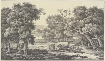 Waldlandschaft mit einem Güterwagen by Nicolas Joseph Vergnaux — digital art print download