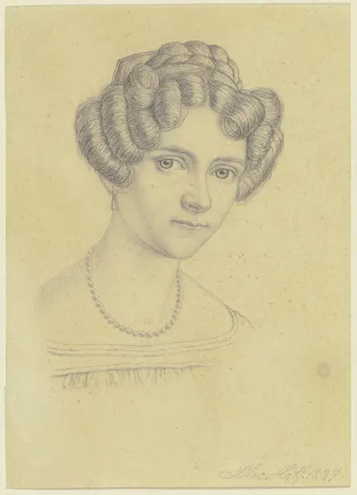 Die Frau des Künstlers, Elisabeth Hoff, geb. Scheurer, als dessen Braut by Nikolaus Hoff, 1827 — digital art print download