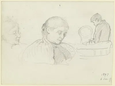 Die Familie des Künstlers (Luise und Victor Scholderer) by Отто Шольдерер, 1897 — digital art print download